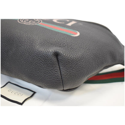 GUCCI Print Medium Leather Belt Bag Black 530412