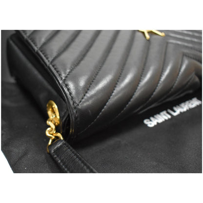 YVES SAINT LAURENT Kate 99 Chevron Leather Shoulder Bag Black