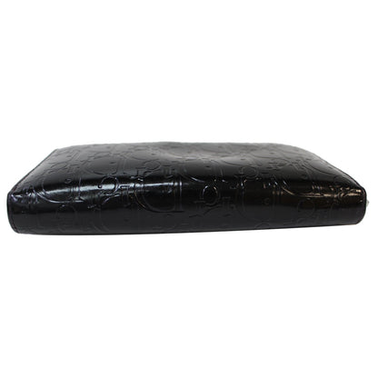 CHRISTIAN DIOR Diorissimo Patent Leather Zip Around Wallet Black