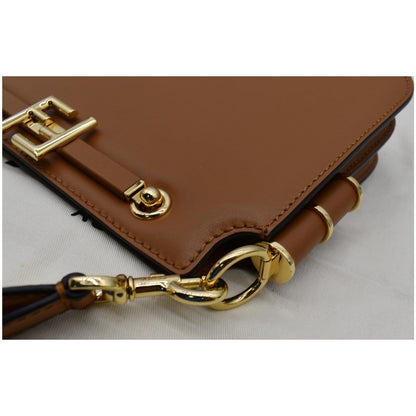 FENDI Touch Leather Shoulder Bag Brown