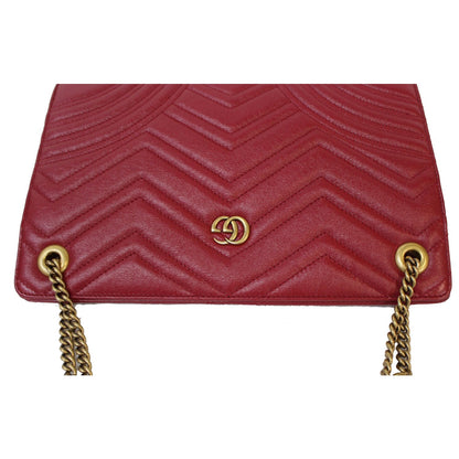 GUCCI GG Marmont Slim Calfskin Matelasse Shoulder Bag Cherry 524592