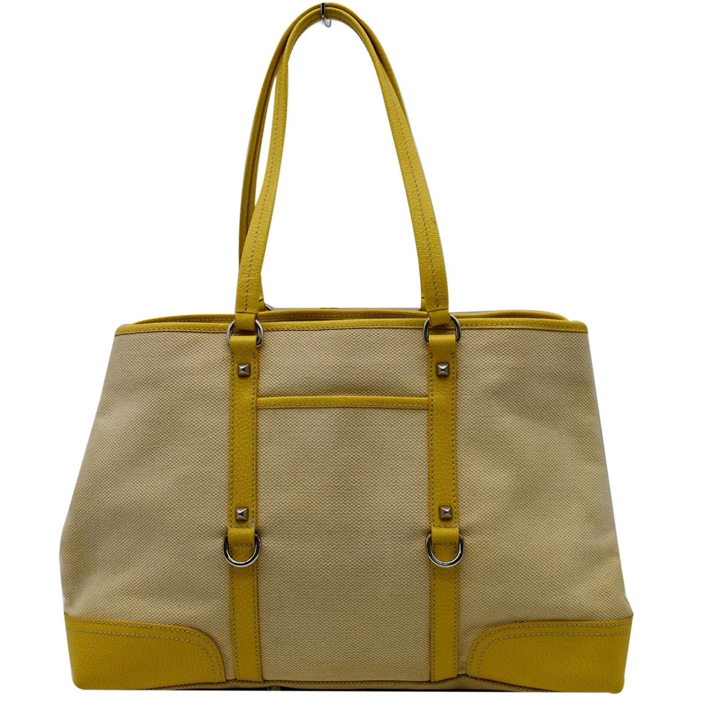 PRADA Fabric Canvas Leather Tote Bag Beige - 25% OFF