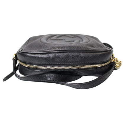 GUCCI Soho Disco Pebbled Leather Small Crossbody Bag Black 308364
