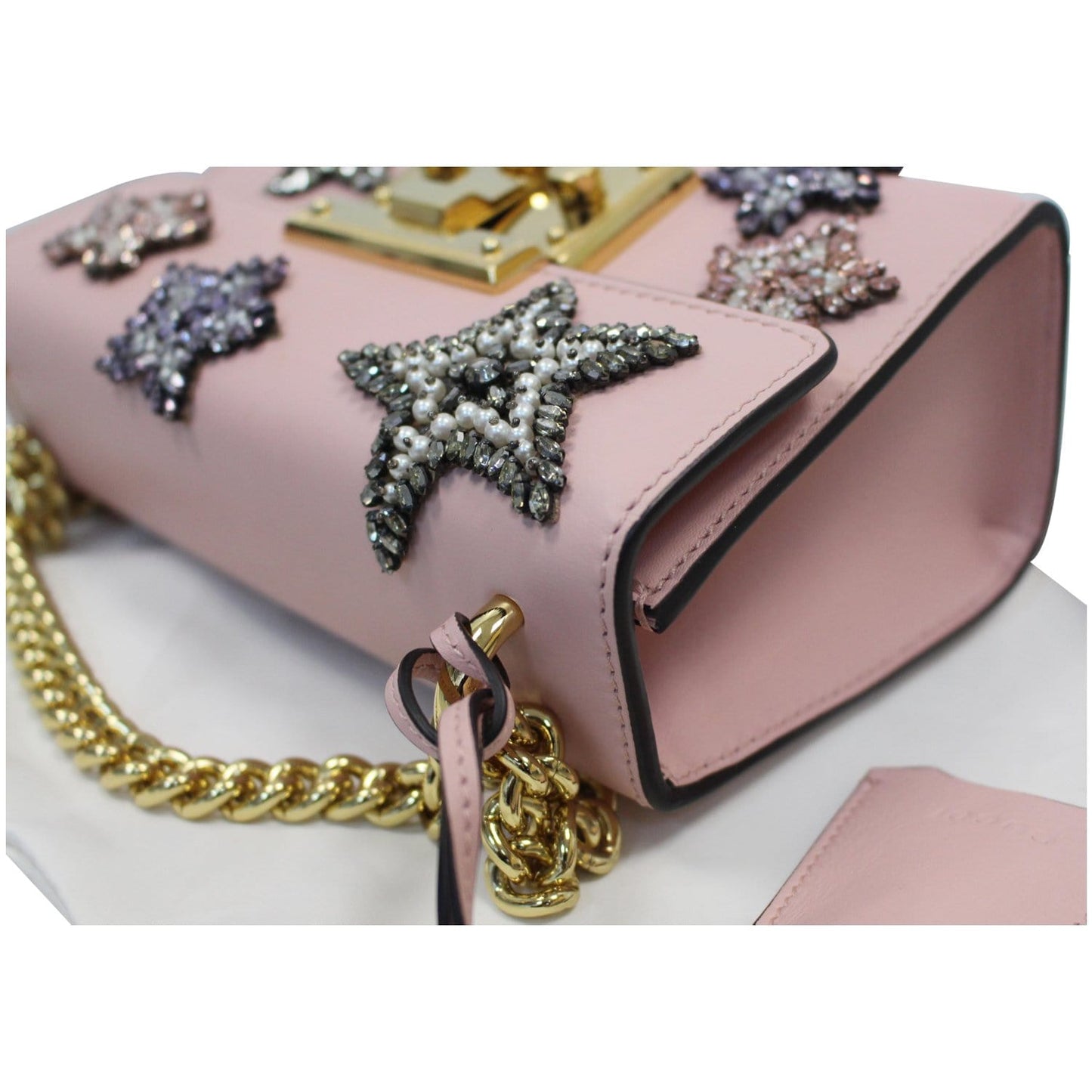 GUCCI Padlock Star Small Embroidered Shoulder Bag Pink 432182 - 25% OFF