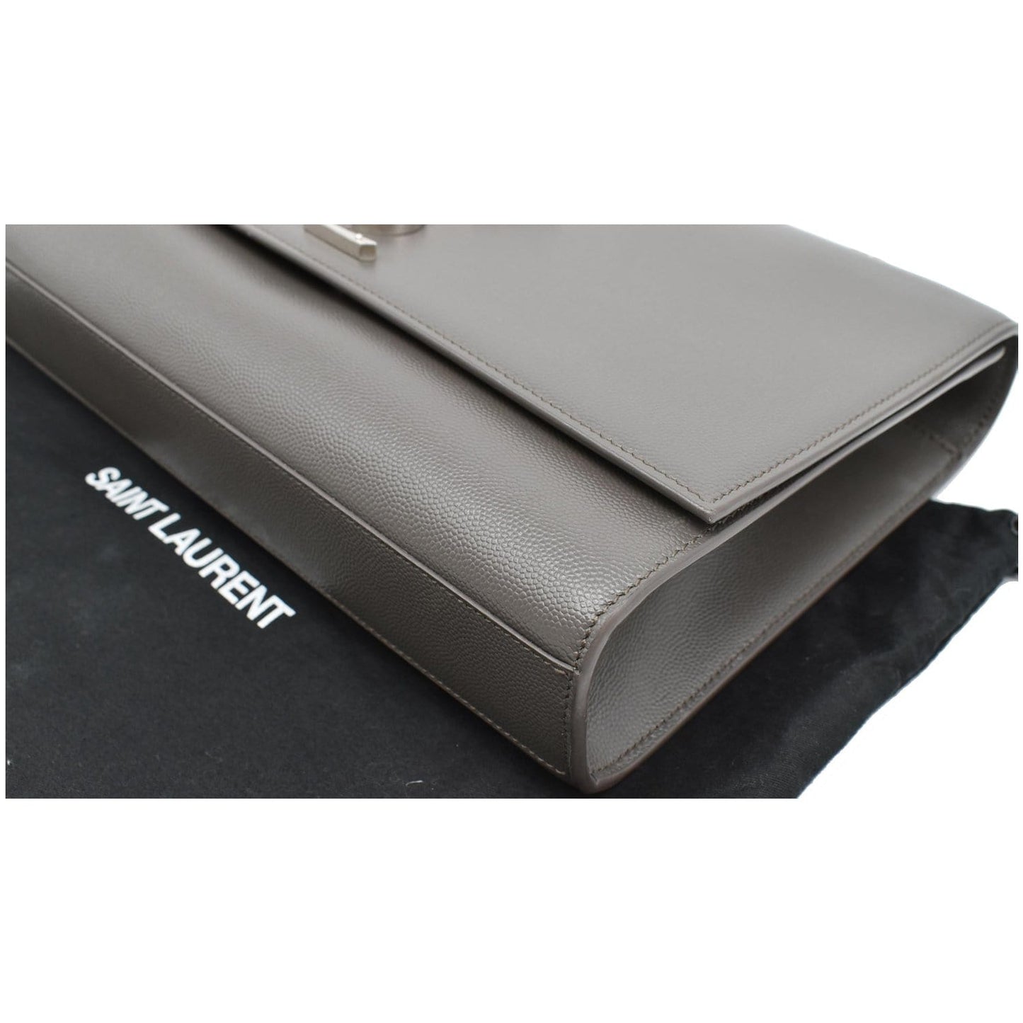 YVES SAINT LAURENT Kate Large Grain De Poudre Leather Shoulder Bag Grey