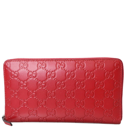 GUCCI Signature Continental Guccissima Zip Around Wallet Red 233194