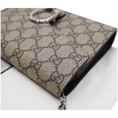 GUCCI Dionysus GG Supreme Crossbody Chain Wallet Beige 401231