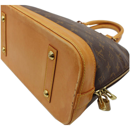 LOUIS VUITTON Alma GM Monogram Canvas Satchel Bag Brown
