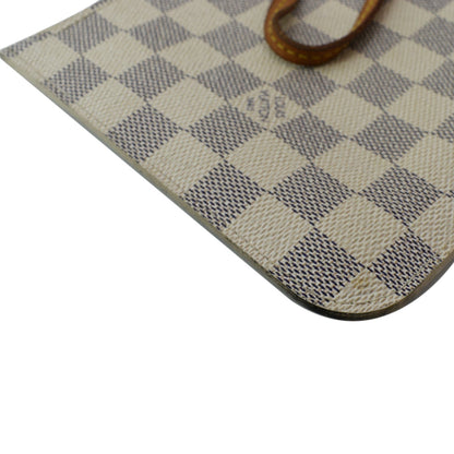 LOUIS VUITTON Neverfull  Damier Azur Pochette Wristlet Pouch White