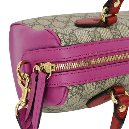 GUCCI GG Supreme Top Handle Leather Boston Bag Beige 409529