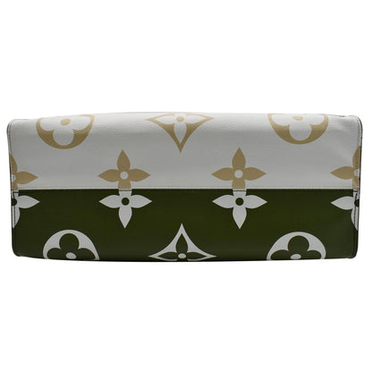 LOUIS VUITTON Onthego GM Giant Monogram Canvas Tote Shoulder Bag Khaki Green