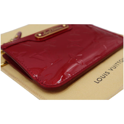LOUIS VUITTON Pochette Key Cles Monogram Vernis Coin Case Red