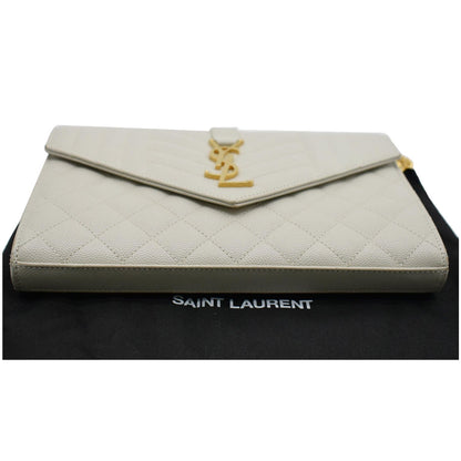 YVES SAINT LAURENT Envelope Small Leather Shoulder Bag Blanc Vintage