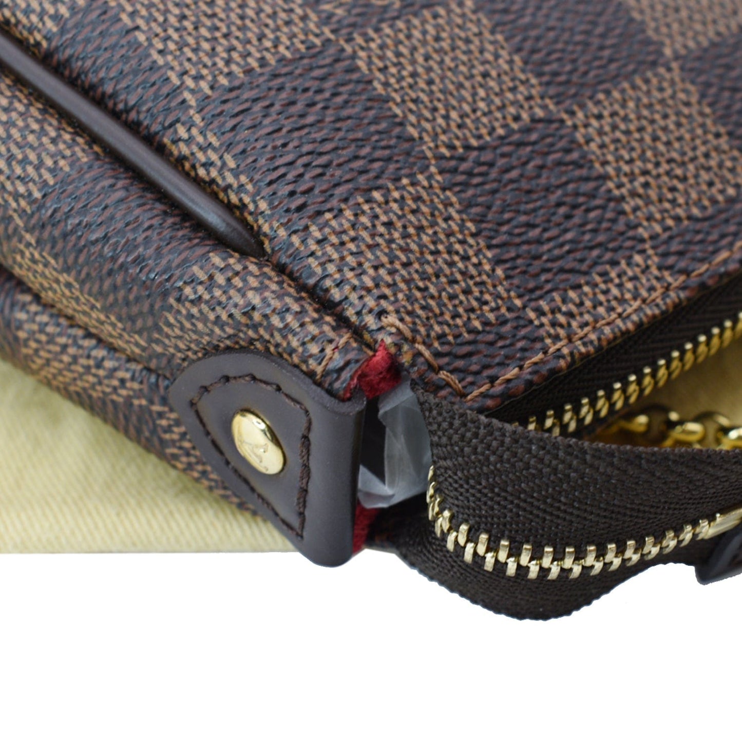 LOUIS VUITTON Eva Pochette Damier Ebene Clutch Crossbody Bag Brown