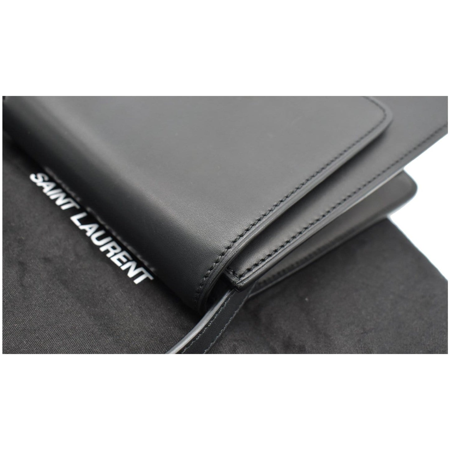 YVES SAINT LAURENT Kaia North/South Leather Satchel Bag Black