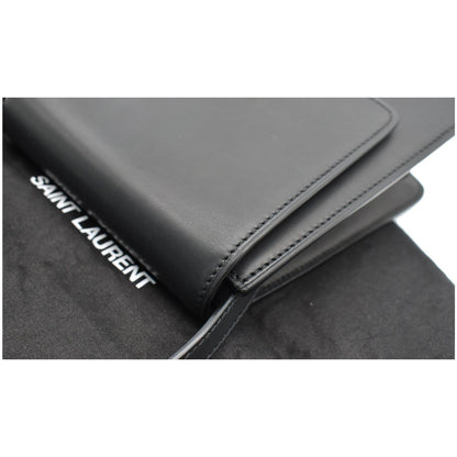 YVES SAINT LAURENT Kaia North/South Leather Satchel Bag Black