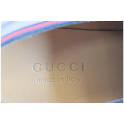 GUCCI Classic Web Lace Up Shiny Leather Shoes Black 472749  US 7