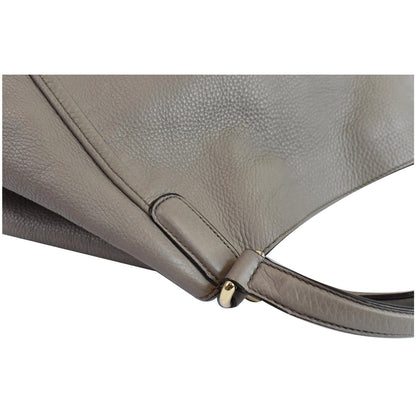 GUCCI Soho Top Handle Pebbled Leather Tote Bag Taupe 282308