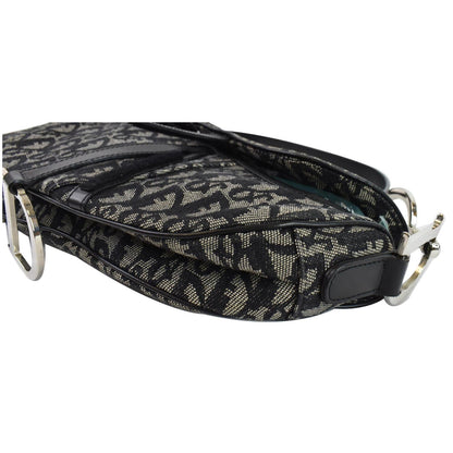 CHRISTIAN DIOR Saddle Oblique Jacquard Shoulder Bag Black