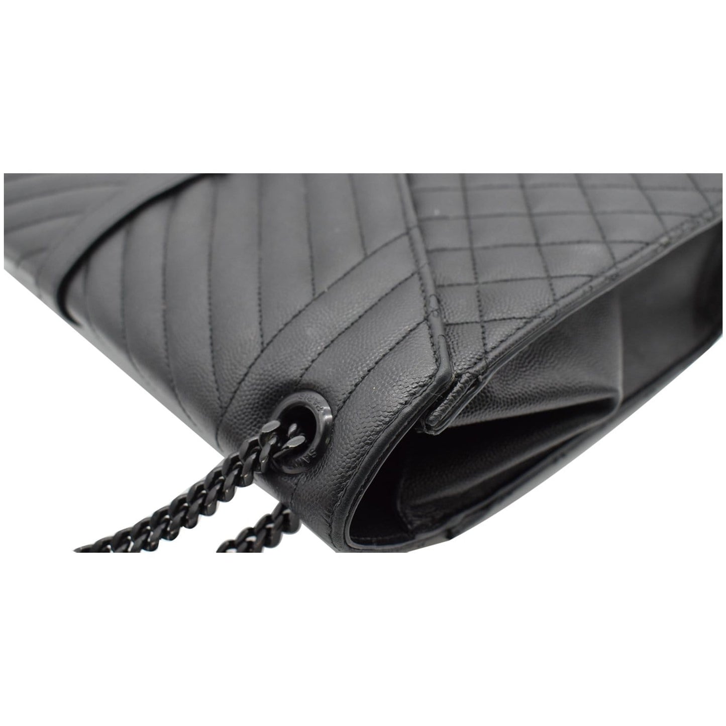 YVES SAINT LAURENT Envelope Large Grain De Poudre Leather Shoulder Bag Black