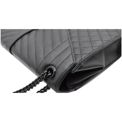 YVES SAINT LAURENT Envelope Large Grain De Poudre Leather Shoulder Bag Black
