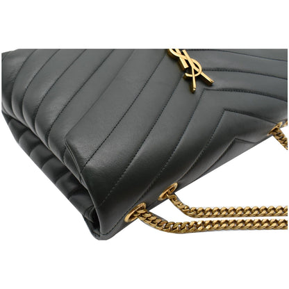 YVES SAINT LAURENT Loulou Medium Matelasse Leather Chain Shoulder Bag Green