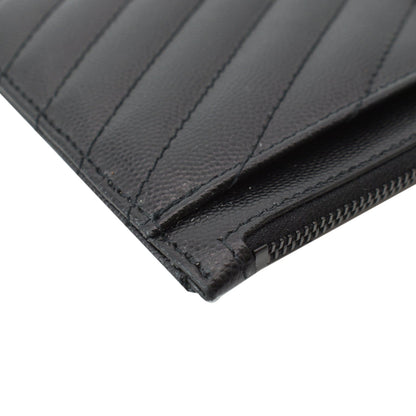 YVES SAINT LAURENT Matelasse Bill Grain De Poudre Zip Pouch Black