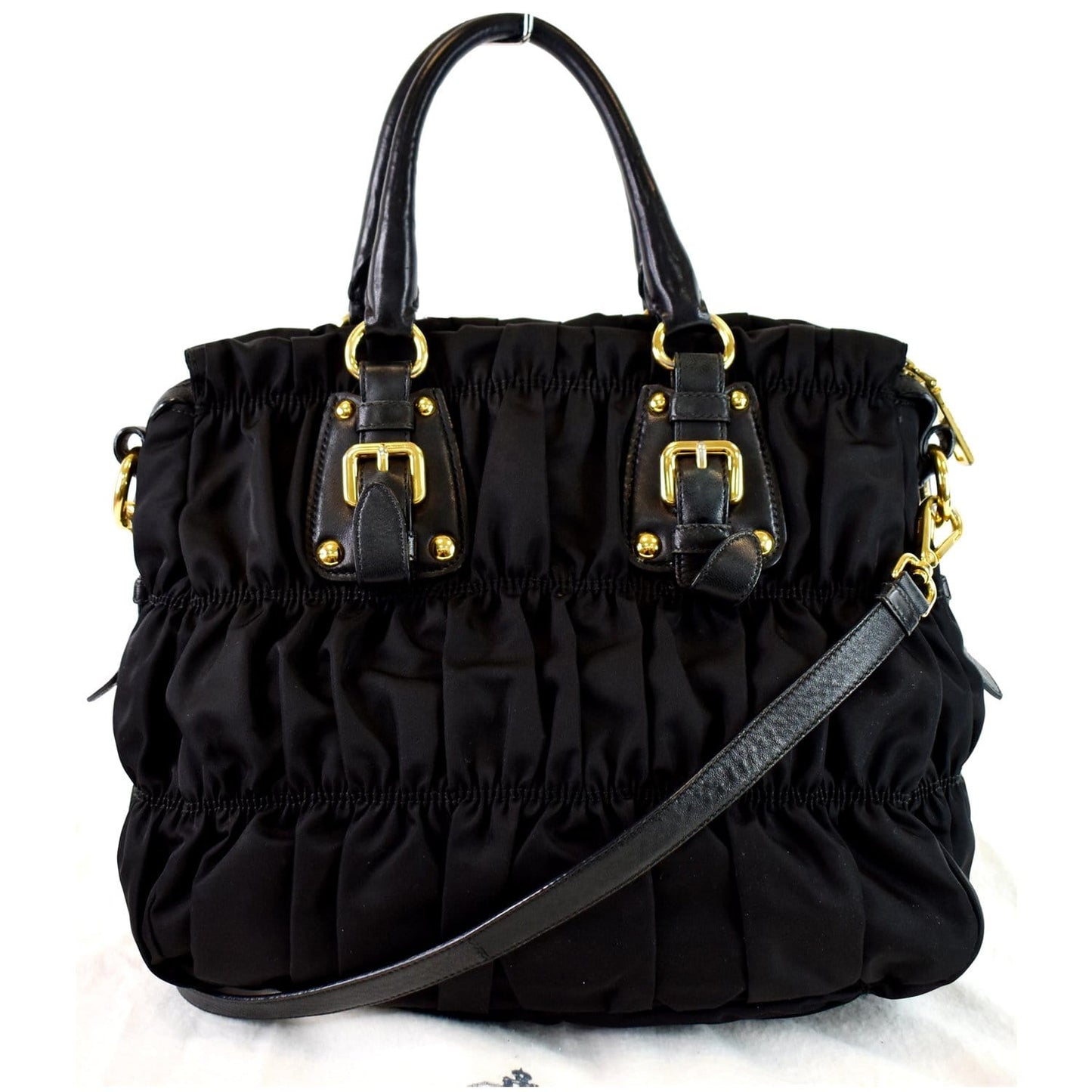 PRADA Gaufre Nappa Leather Tote Bag Black BN1336
