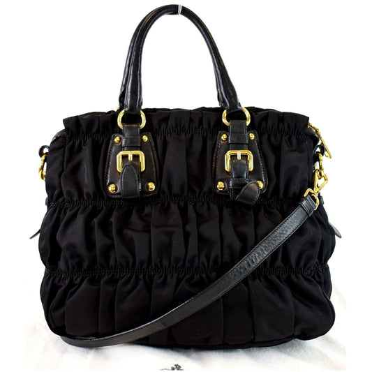 PRADA Gaufre Nappa Leather Tote Bag Black BN1336