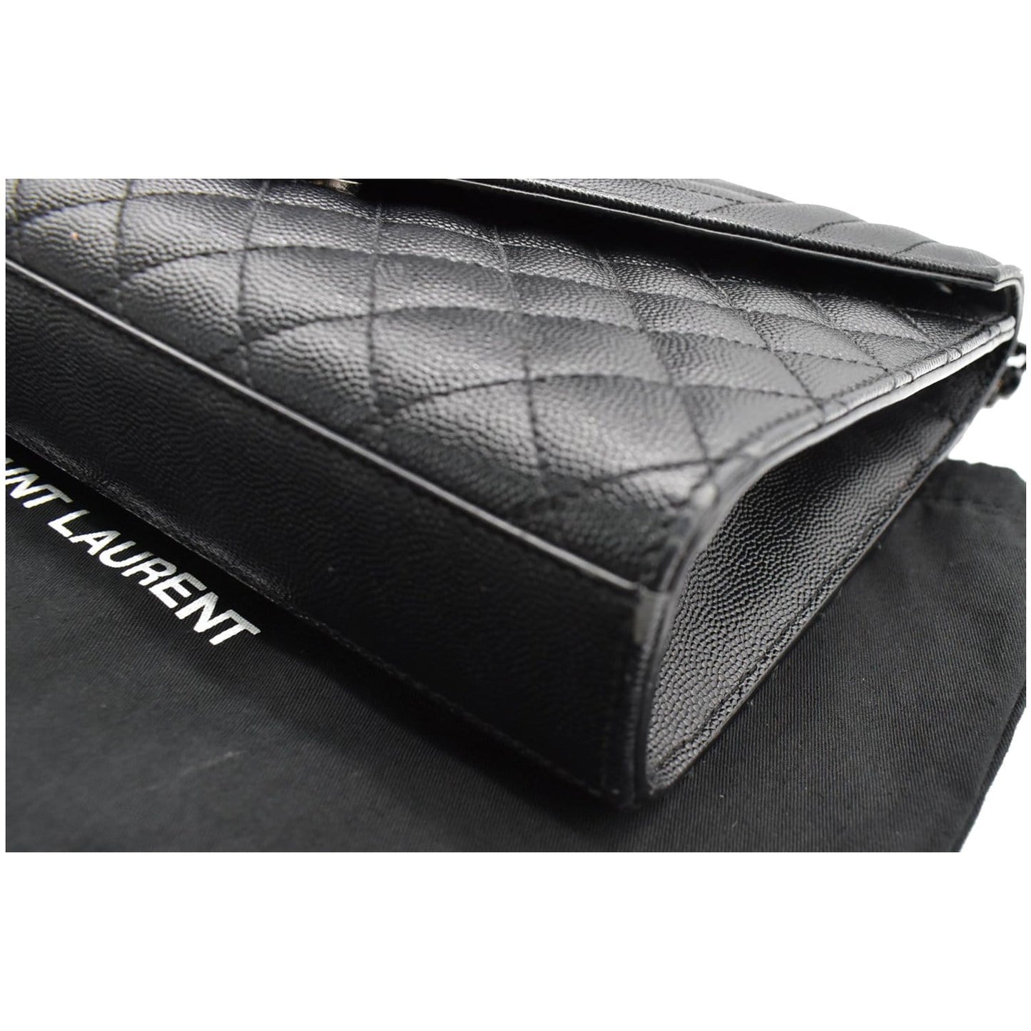 YVES SAINT LAURENT Envelope Mix Matelassé Chain Medium Leather Crossbody Bag Black