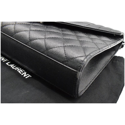 YVES SAINT LAURENT Envelope Mix Matelassé Chain Medium Leather Crossbody Bag Black