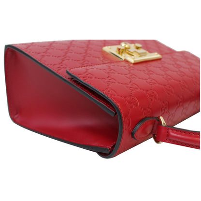 GUCCI Padlock Small Signature Top Handle Crossbody Bag Red 453188
