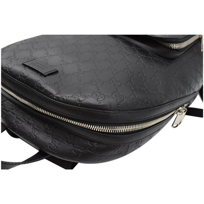 GUCCI GG Signature Leather Backpack Bag Black 406370