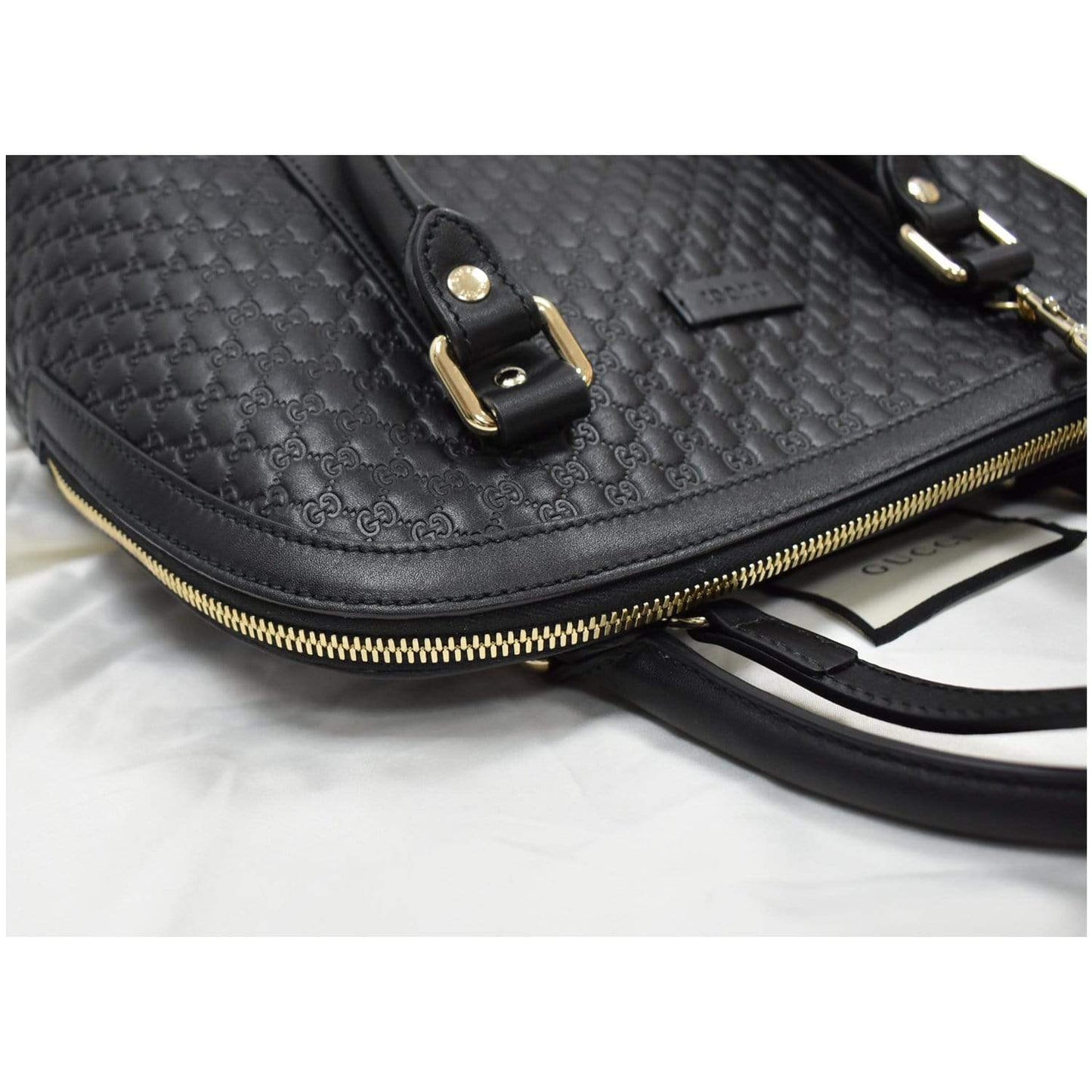 GUCCI Dome Medium Microguccissima Leather Shoulder Bag Black 449663