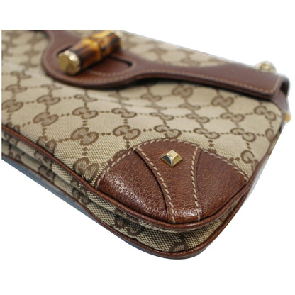 GUCCI Bambo Chain GG Signature Canvas Chain Shoulder Bag Beige 137391