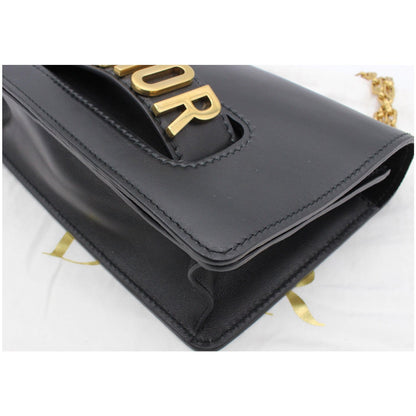 Christian Dior J'Adior Medium Calfskin Leather Flap Shoulder Bag Black