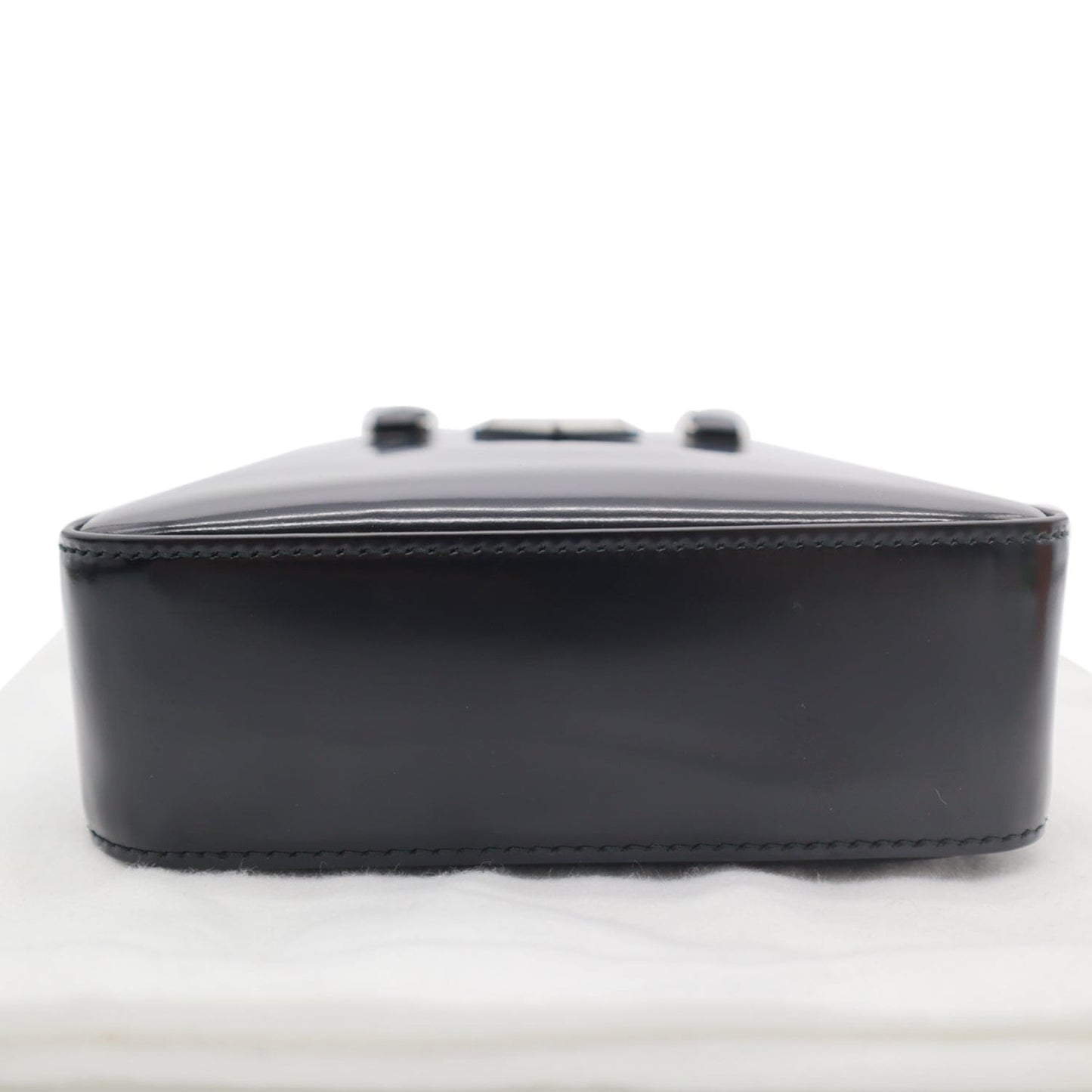 PRADA Small Brushed Leather Tote Shoulder Bag Black