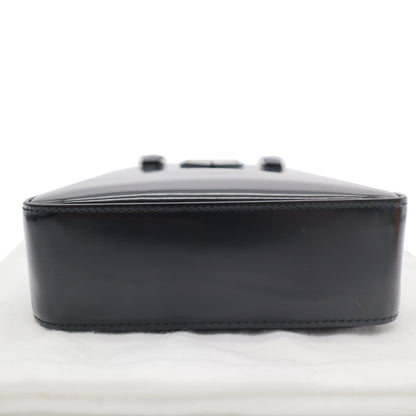 PRADA Small Brushed Leather Tote Shoulder Bag Black