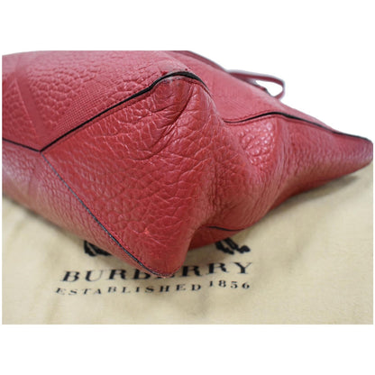 BURBERRY Dewsbury Medium Grain Check Embossed Tote Bag Red