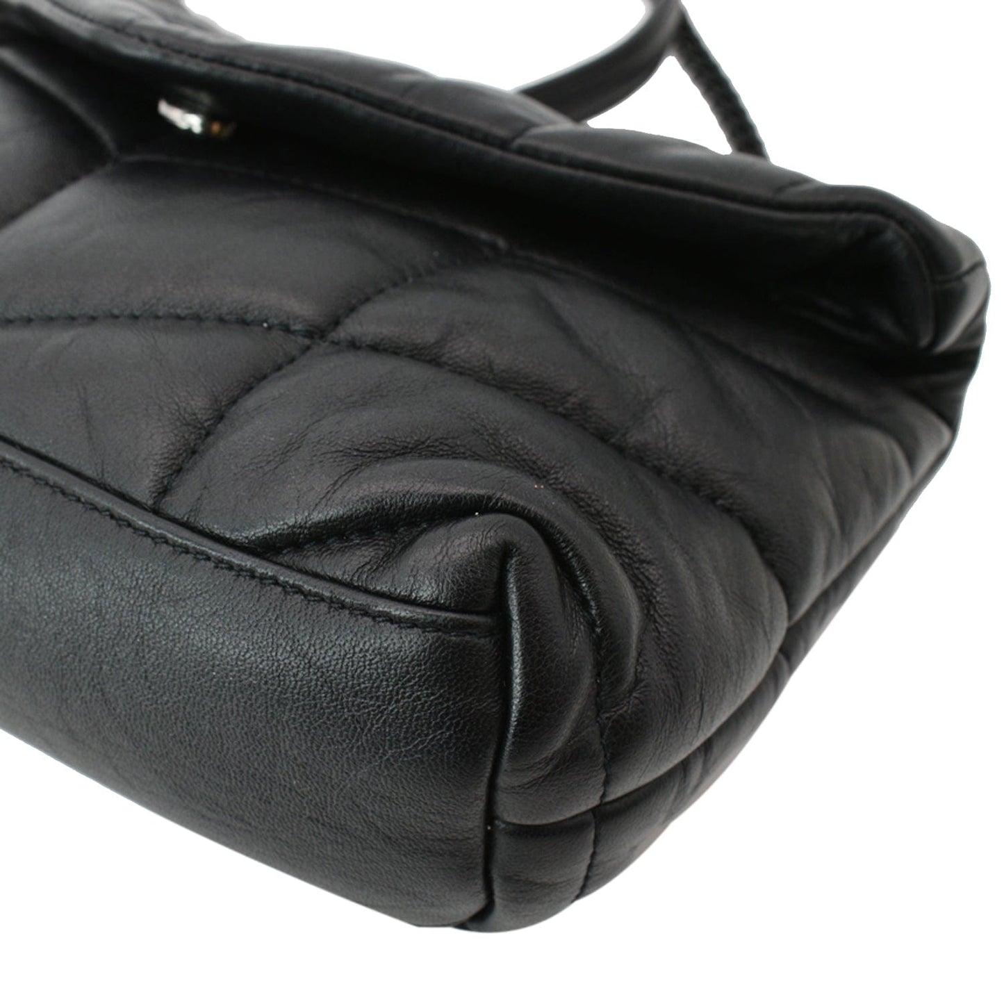 YVES SAINT LAURENT Small Loulou Puffer Quilted Lambskin Leather Crossbody Bag Black