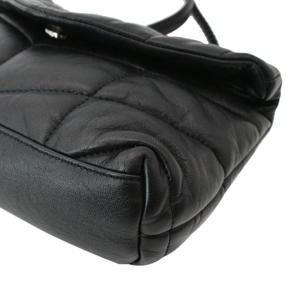 YVES SAINT LAURENT Small Loulou Puffer Quilted Lambskin Leather Crossbody Bag Black