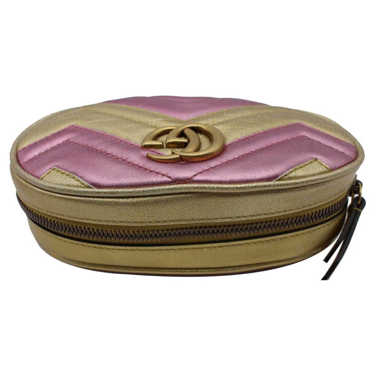 GUCCI GG Marmont Matelasse Metallic Calfskin Leather Belt Bag Gold Pink 476434 - 10% OFF