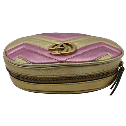 GUCCI GG Marmont Matelasse Metallic Calfskin Leather Belt Bag Gold Pink 476434 - 10% OFF