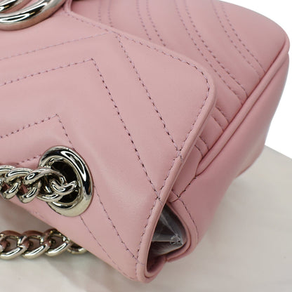 GUCCI GG Marmont Mini Matelass� Leather Shoulder Crossbody Bag Pastel Pink 446744