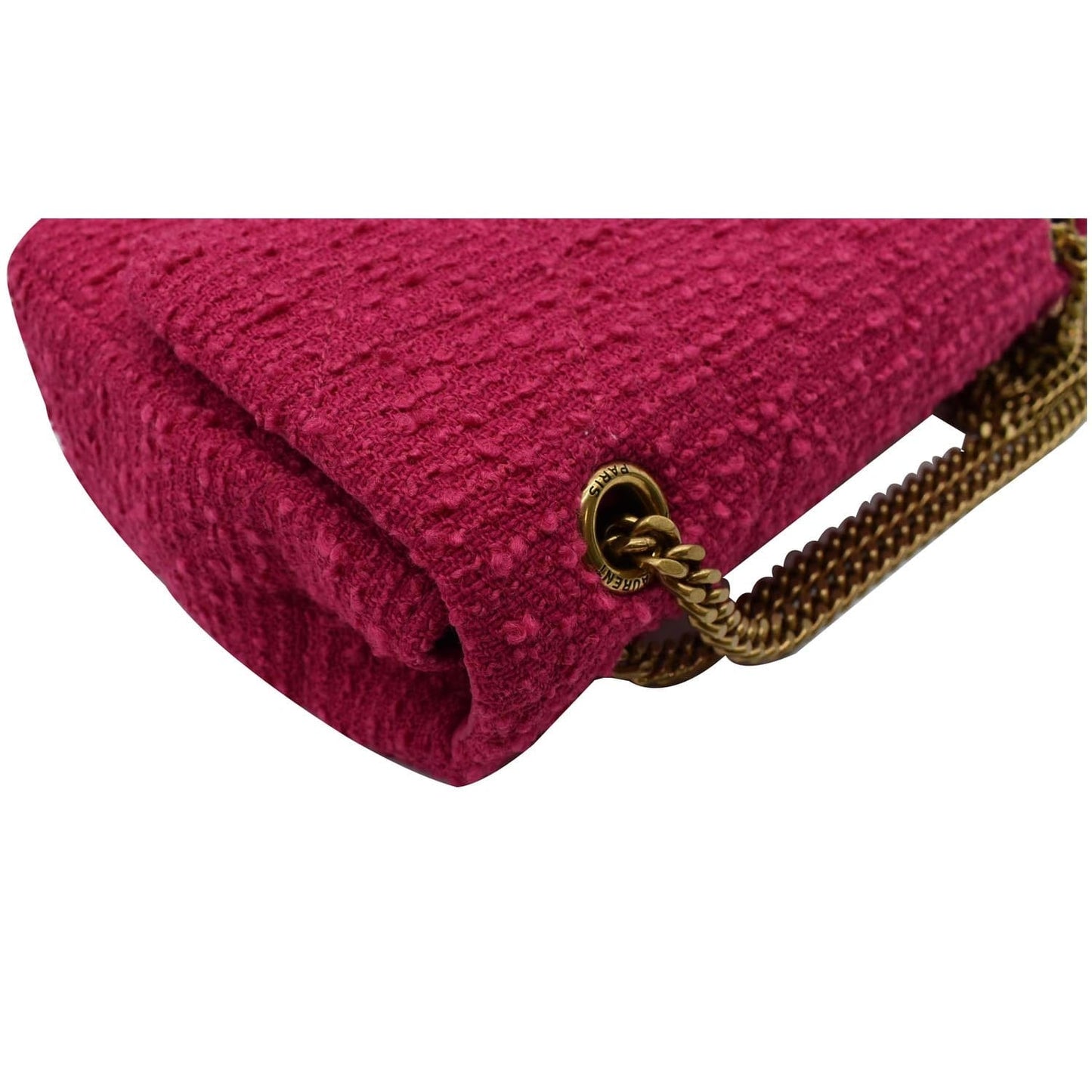 YVES SAINT LAURENT Jamie Medium Carre Rive Gauche Quilted Boucle Shoulder Bag Pink