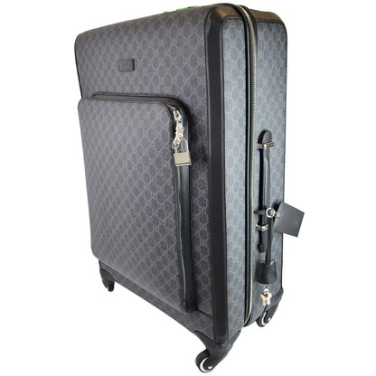 GUCCI Supreme Monogram Large Four Wheel Suitcase Travel Bag Black 474349