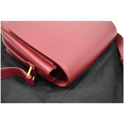 YVES SAINT LAURENT Betty Smooth Leather Shoulder Bag Burgundy