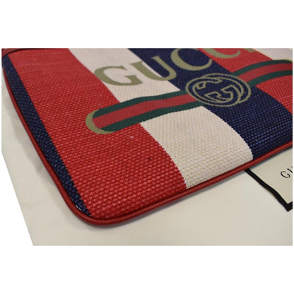 GUCCI Linea Merida Web Stripe Canvas Zip Pouch Multicolor 524788