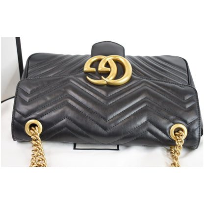 GUCCI GG Marmont Medium Matelasse Shoulder Bag Black 443496