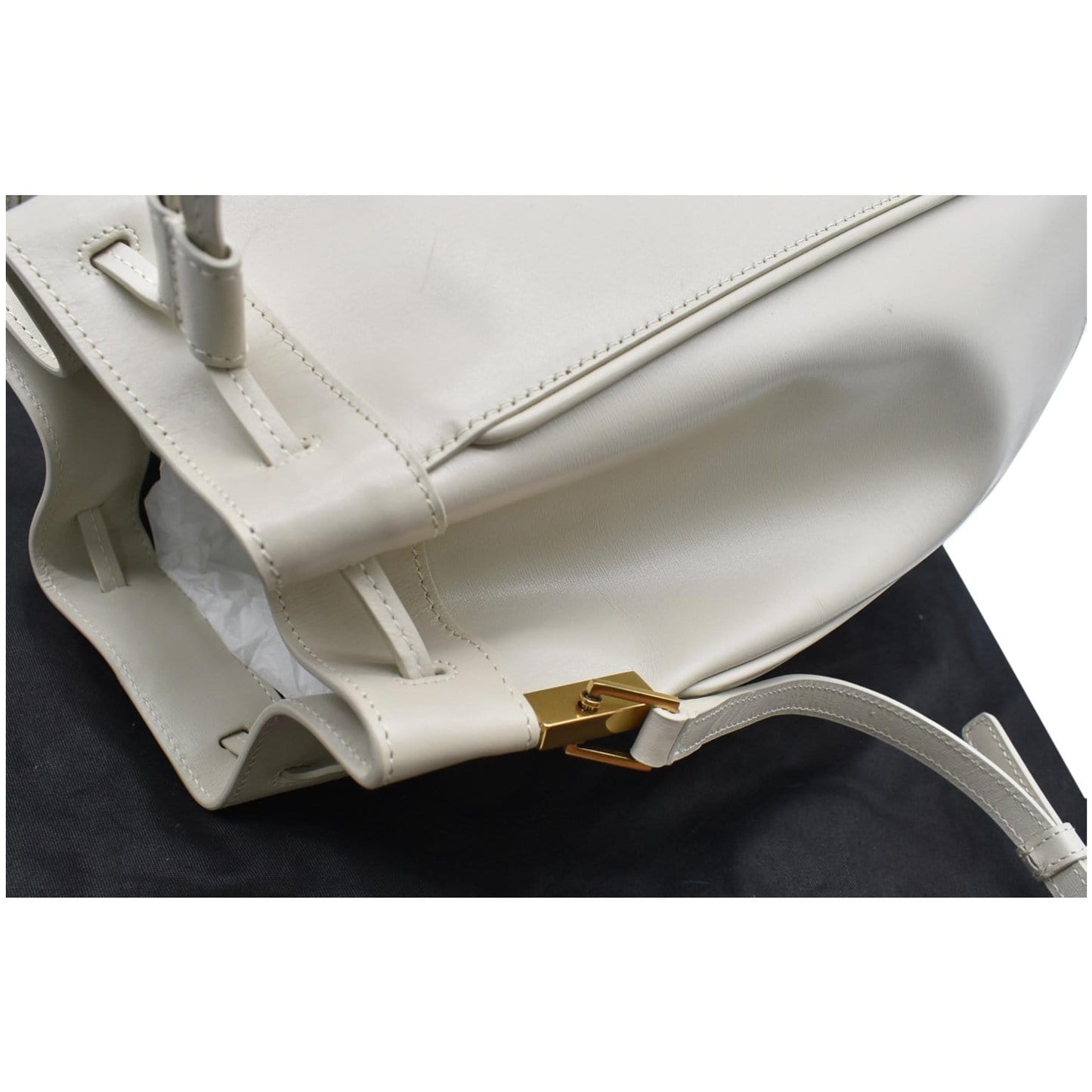 YVES SAINT LAURENT Talitha Medium Leather Bucket Crossbody Bag White